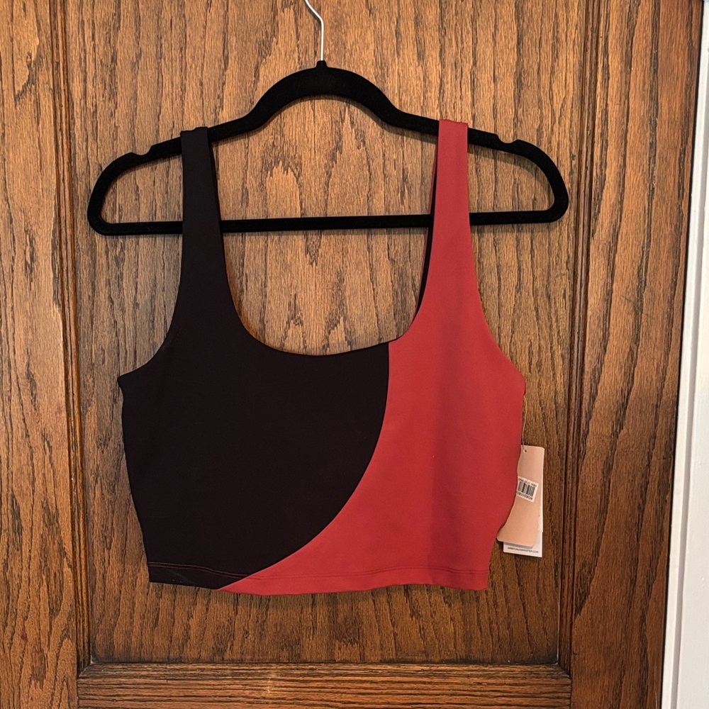 Spiritual Gangster Black and Red Colorblock Longline Sports Bra Top
